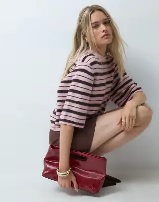 & Other Stories relaxed knitted short sleeve t-shirt in light pink
