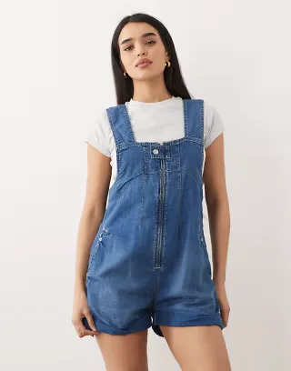 Free People jude chuck on playsuits in light indigo