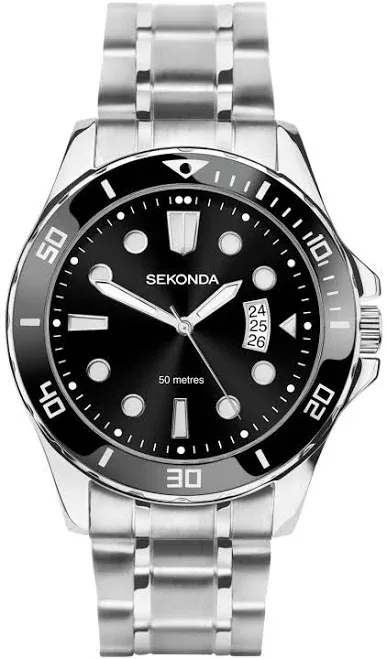 Sekonda Men's Stainless Steel Black Dial Watch