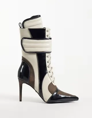 Azalea Wang Amada boxer high heel boots in chocolate