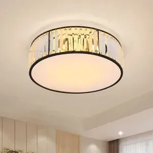 Z250219 Modern Crystal LED Ceiling Lamp - Black Indoor Fixture for Bedroom, Living Room, Kitchen Home Lighting