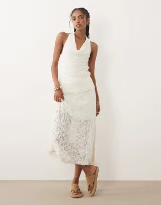 River Island lace maxi skirt in cream - part of a set