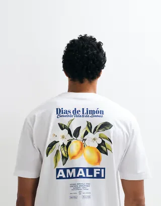 ONLY & SONS relaxed fit t-shirt with amalfi back print in white