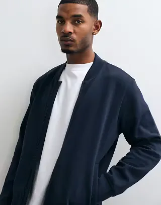 Mango zip up sweatshirt in navy