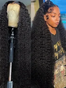 Brazilian Curly Wigs Deep Wave 13x6 HD Lace Front Human Hair Wig 26-30 Inches Glueless 13x4 Pre-Plucked Natural Hair for