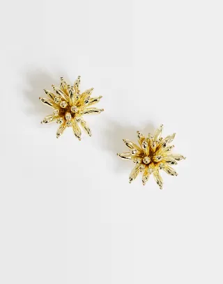 Topshop Cara statement flower earrings in gold