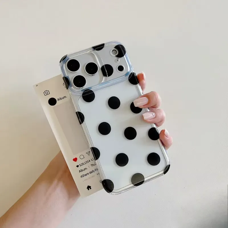For Nothing Phone 3 3A Pro 2 2A Plus 1 CMF 1 5G 4G Phone Case Korean Style Black Polka Dot Transparent Cover