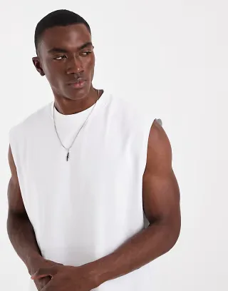 ASOS DESIGN heavyweight oversized tank in white