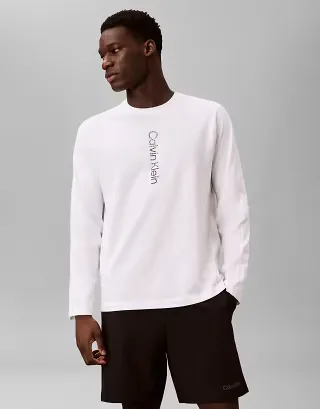 Calvin Klein Performance long sleeve graphic T-shirt in white