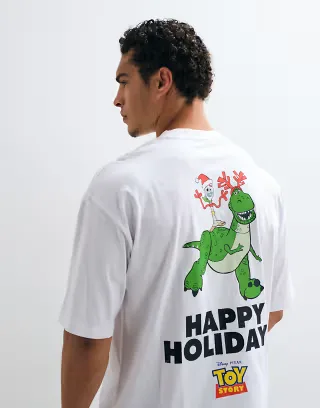 ASOS DESIGN Disney oversized t-shirt with Christmas Toy Story Rex print in White