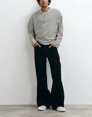 ASOS DESIGN wide flared jeans in black