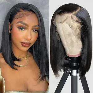 Bob Wig 13x4 HD Lace Front Human Hair Wigs - Pre-Plucked Glueless Bob Wigs for Black Women - Original Brazilian Hair