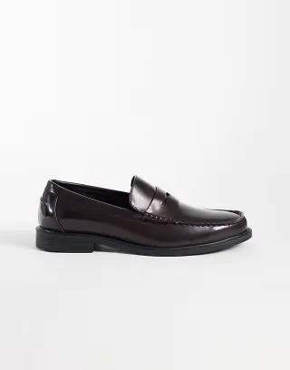 ASOS DESIGN penny loafers in burgundy