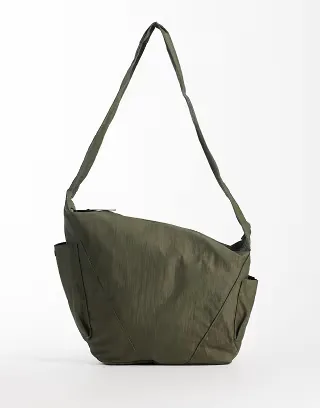 ASOS DESIGN nylon crossbody bag in olive green