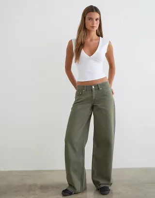 Motel low rise roomy jeans in olivine