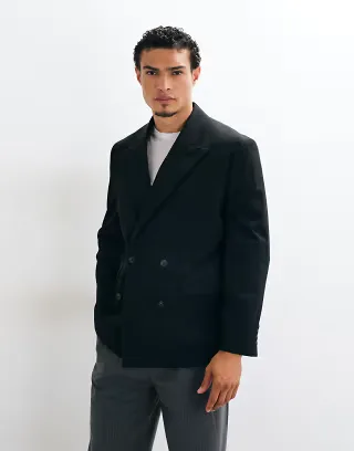 Selected set relaxed double breasted blazer in black