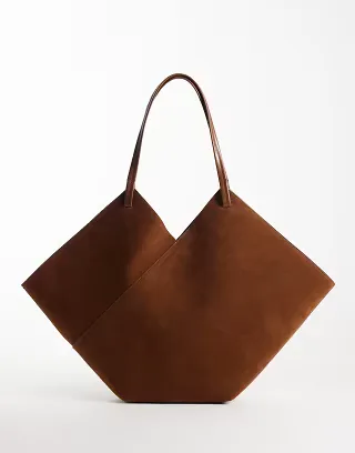 ASOS DESIGN faux suede vase tote bag in chocolate
