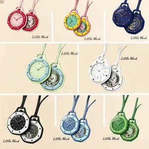 Trendy Mens Stone Pendant Hanging Necktie Quartz Pocket-Watch Inspired Timepiece