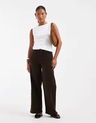 ONLY Petite Hannah extra high waist wide leg jeans in dark blue rinse