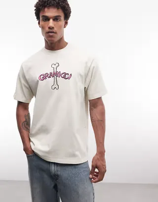 Gramicci graphic print bone t-shirt in ecru