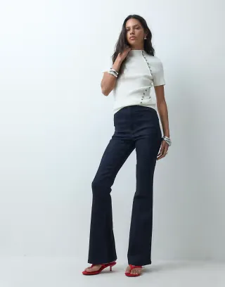 ASOS DESIGN power stretch sculpt flare jeans in indigo