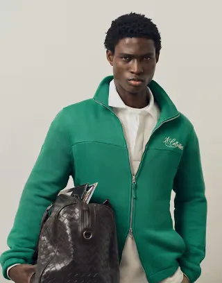 A.Collective heavyweight zip through track jacket in green