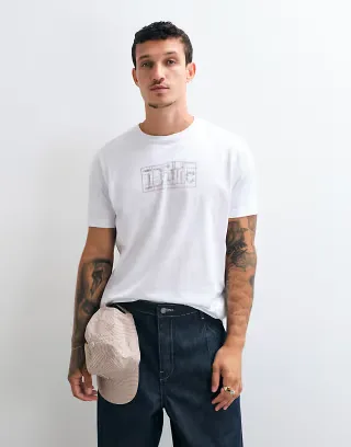 Dime classic plastic logo regular fit t-shirt in white