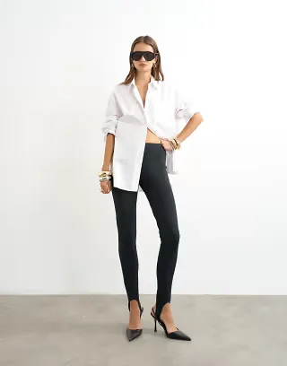 Topshop jersey stirrup leggings in black