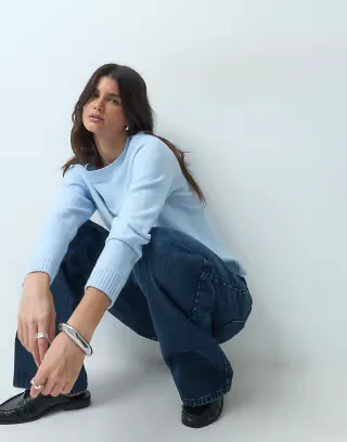ASOS DESIGN basics crew neck sweater in pale blue