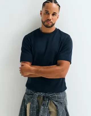 ASOS DESIGN breatheMAX Adaptive t-shirt in navy cotton blend