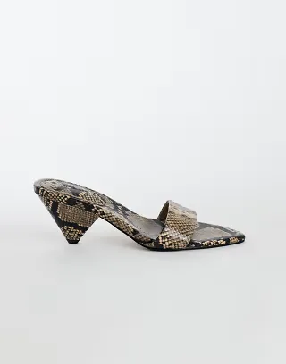 Topshop Nathan cone heel mule in snake print
