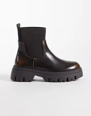 SEQWL Twirl chunky chelsea boots in brown