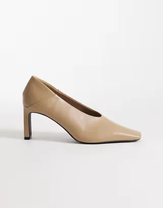 Public Desire Jayla chisel toe pumps in stone