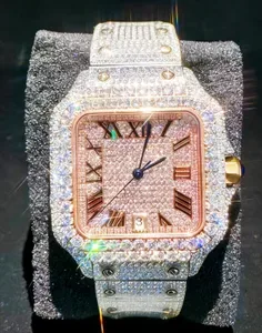 GRA Men's Square Stainless Steel Watch - VVS1 Iced Out Moissanite Buss Down Custom Hip Hop Trend
