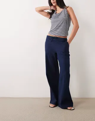 ASOS DESIGN denim parachute pants in indigo