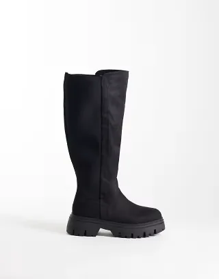 SEQWL Twirl chunky knee boots in black
