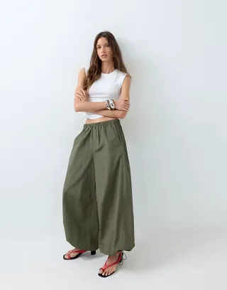 ASOS DESIGN pull on balloon pants in khaki