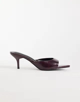 Threadbare open toe slip on mule heel in plum