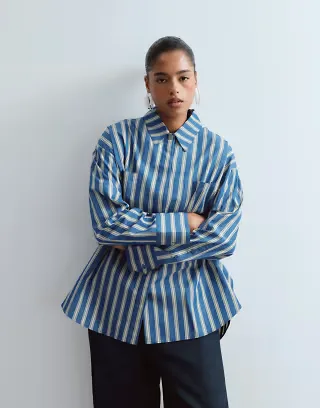 ARRANGE Curve premium oversized shirt in blue striped print