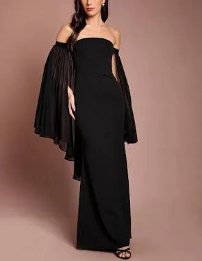 Coast Women's Strapless Maxi Dress with Pleated Chiffon Cape