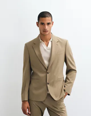 ASOS DESIGN slim suit jacket in brown