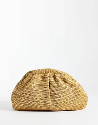 True Decadence rattan clutch bag in gold
