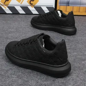 Mens White Running Shoes - Breathable PU Low-Top Sneakers, Lace-Up Casual Sports Sneakers with Rubber Insole, Medium Wid