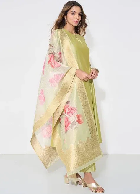 Rangmanch Celebration Kurta Pants & Statement Floral Dupatta Set