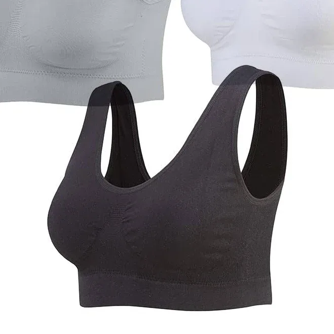 Lemef 3 Pack Seamless Sports Bra Wirefree Yoga Bra with Removable Pads for Women