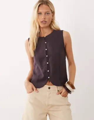 Mango Teen vest in brown