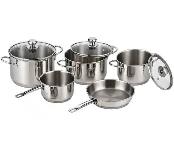 Vinod Stainless Steel Induction Friendly Tuscany Set 5 Pieces - Saucepan (14 cm/1.3 Litre), 3 Cassseroles (14 cm,16 cm &