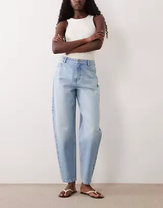 Nobody's Child Putney barrel leg jeans in light blue wash