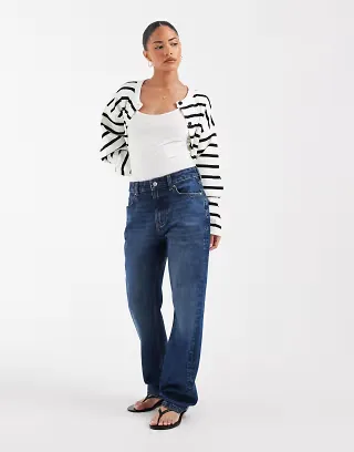 ASOS DESIGN Petite 90s straight leg jeans in dark wash