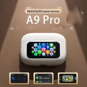 Top-of-the-line A9Pro Bluetooth headset with ANC noise cancellation, multi-functional smart touchscreen, color display,